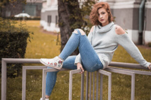 Mid Rise Straight Jeans